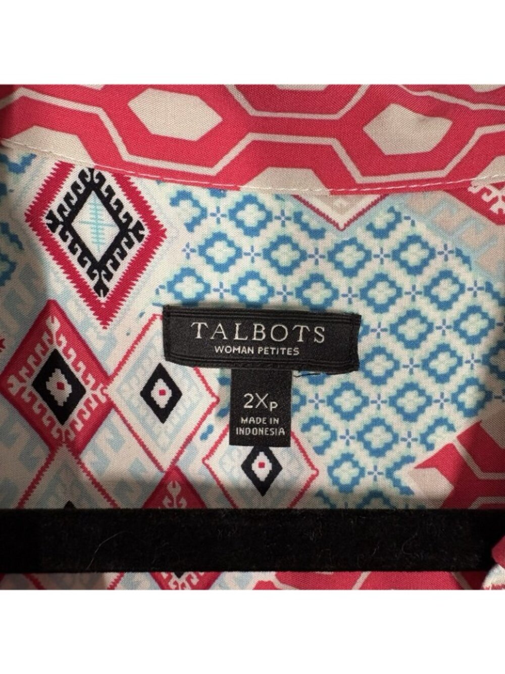 Talbots Woman Petite 2XP Patchwork Roll Tab Sleeves Popover Tunic Shirt - Picture 8 of 11